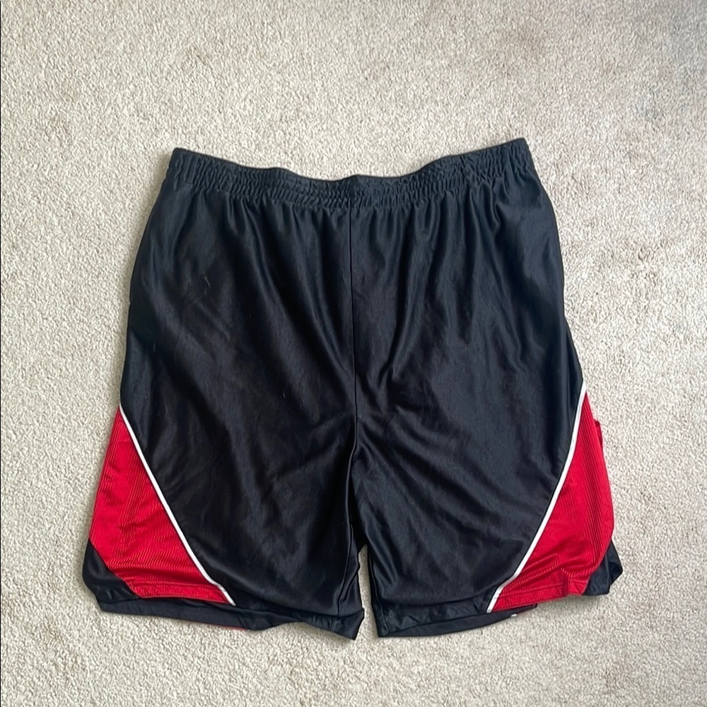 Black and Red Athletic Shorts with Elastic Waistband